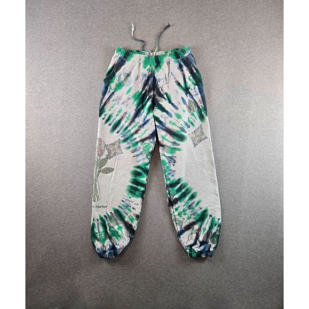 Los Angeles Apparel Sweatpants Unisex L‎ Tie Dye Green Bedazzled Floral Joggers
